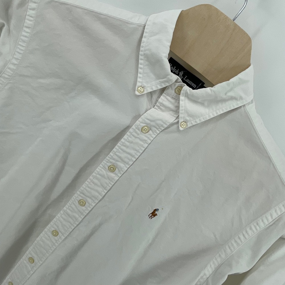 Ralph Lauren Yarmouth White Oxford Button Down Shirt Mens 16.5 33 Long Sleeve